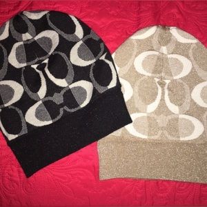 Black and gold Coach beanie bundle. New w/ tags never worn.